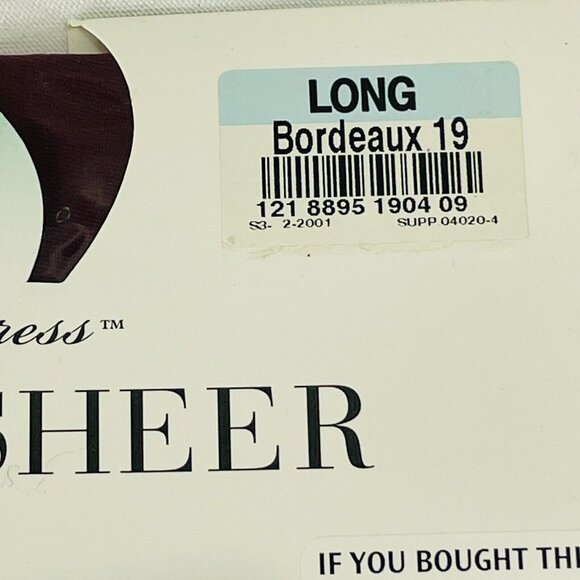 JCPenney Sheer Caress Silky Sheer Pantyhose Long Bordeaux Limited Ed Vintage - Picture 2 of 5